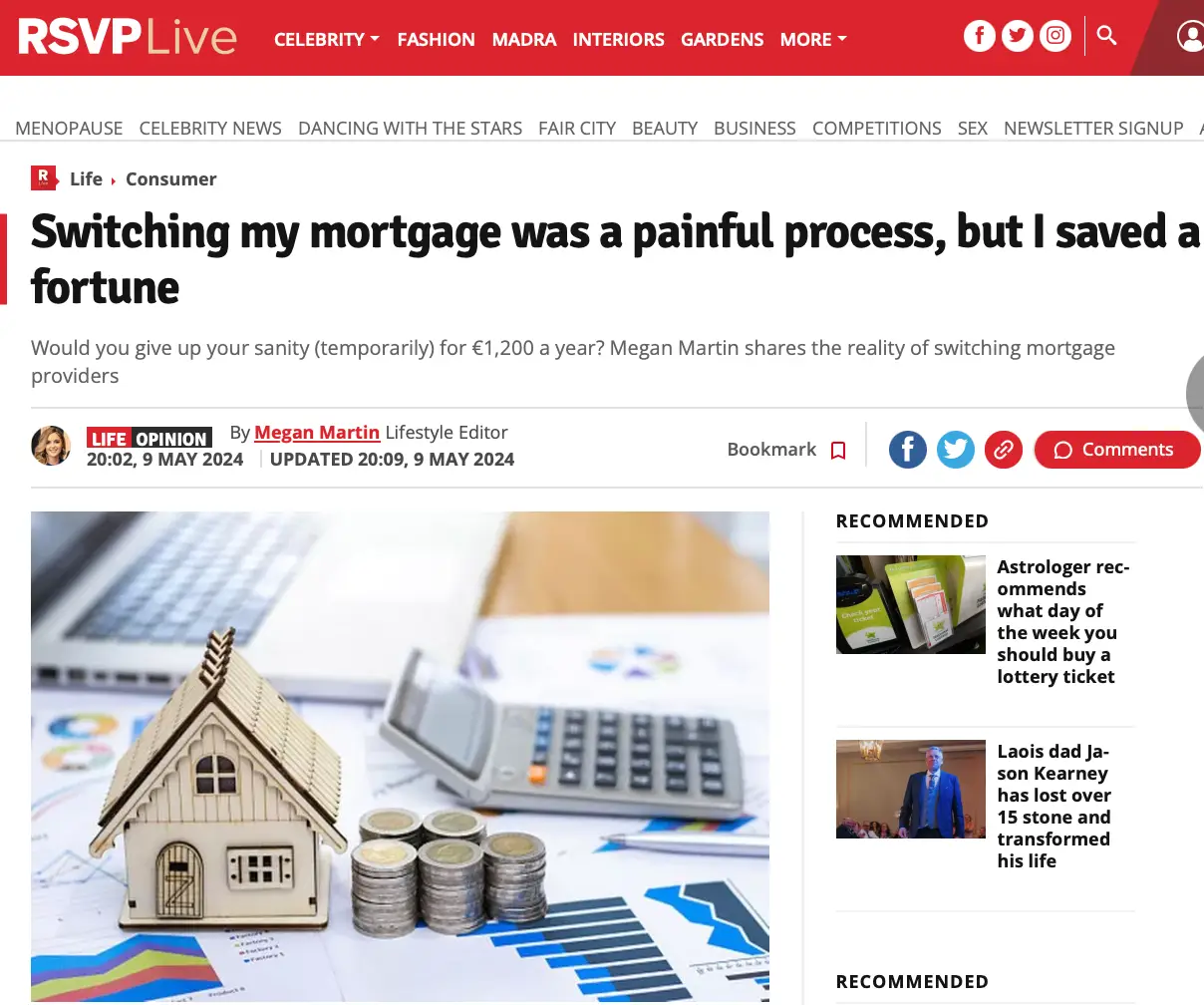 RSVP Live article – Switching mortgage to save money