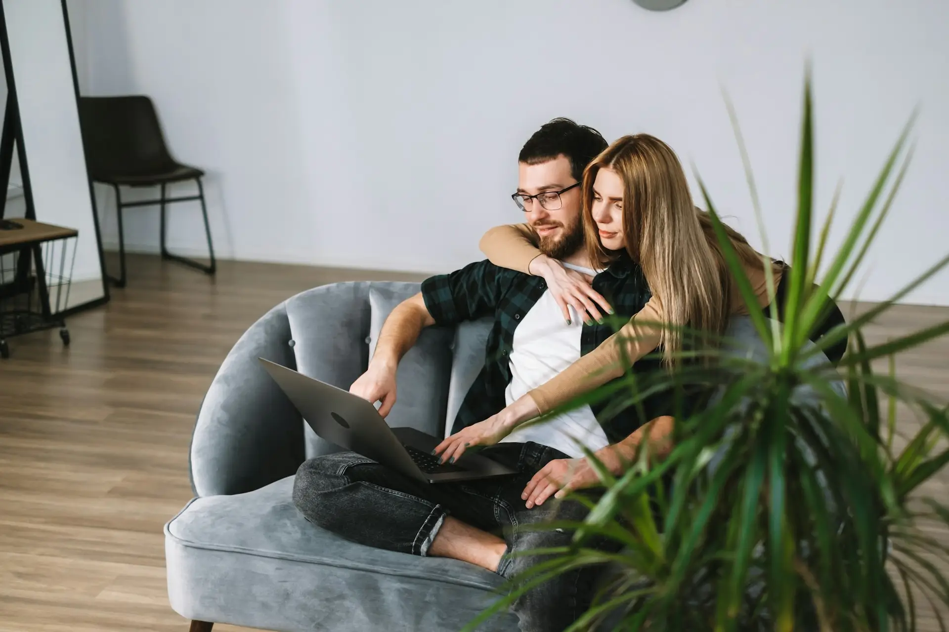 Young couple reviewing home mortgage loan options in ireland.